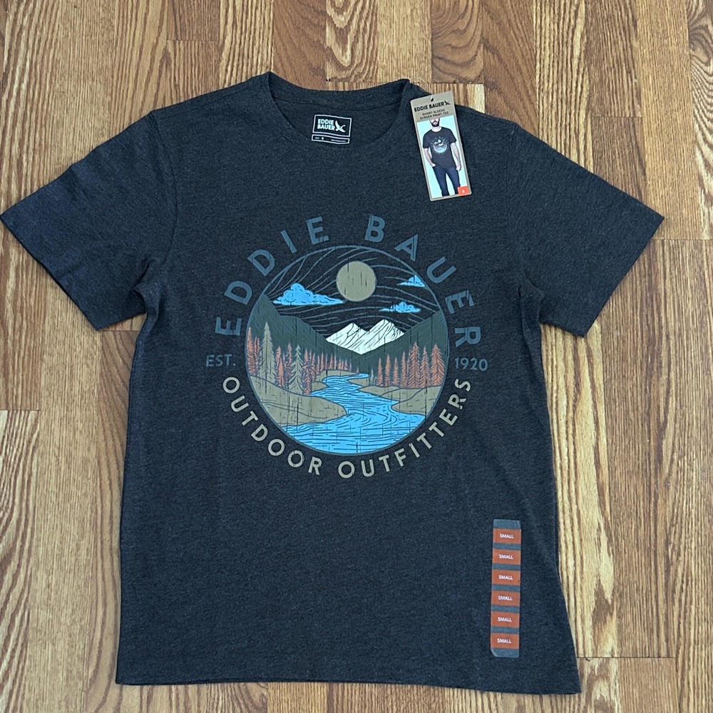 Eddie Bauer Charcoal T-Shirt with Nature Graphic